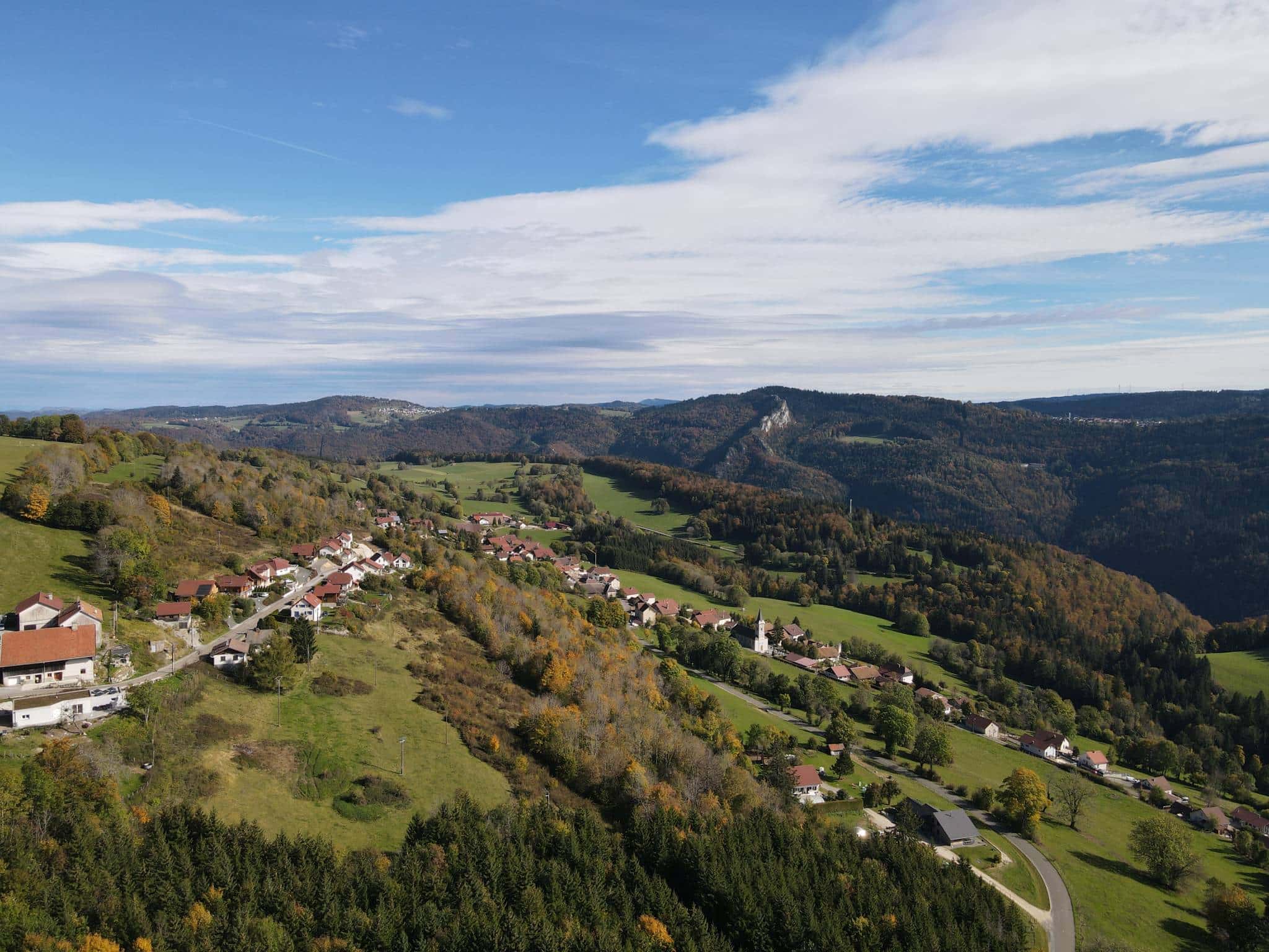 Vue aérienne du village de Charmauvillers